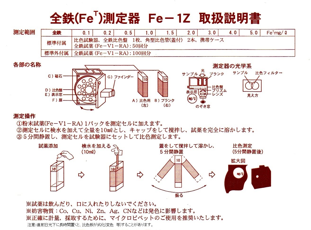 アクアテスター ９段階比色円盤式 ＤＰ－１Ｚ他 | 笠原理化工業株式会社